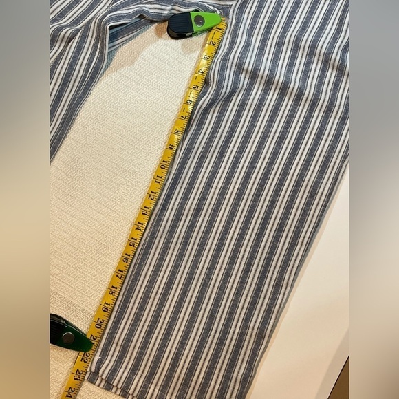 Abercrombie & Fitch Ultra High Rise Blue Linen Striped Pants wide leg Small - Picture 12 of 13